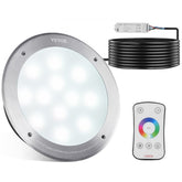 12V LED Pool Light, 10 Inch 40W, RGBW Color Changing Inground Swimming Pool Spa Light Underwater, with 100 FT Cord Remote Control, Fit for 10 in Large Wet Niches, IP68 & Tested to UL Standards